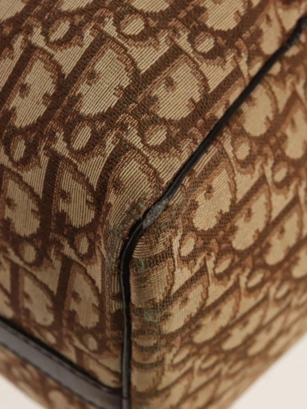 Christian Dior Trotter Canvas Boston Bag Beige Gold Auth 157139 - Picture 5 of 16